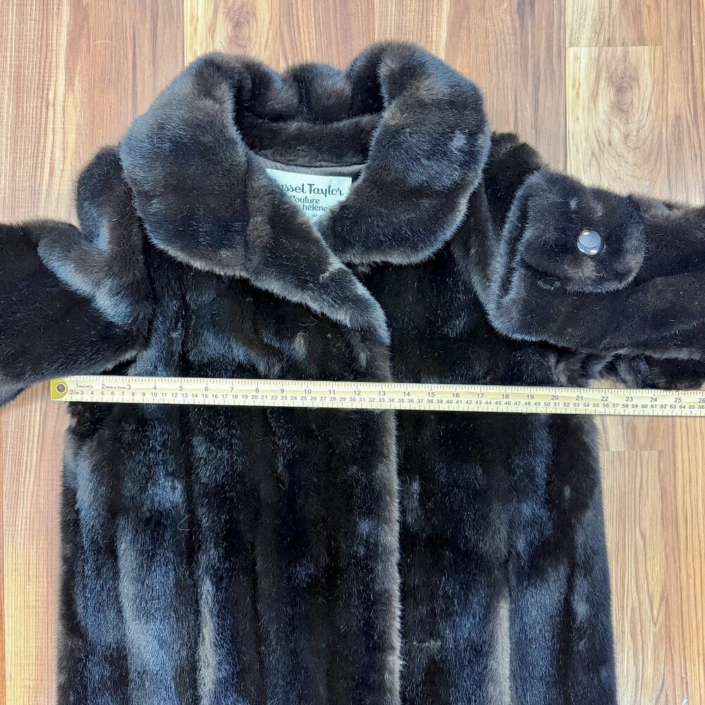 50s ASO Mrs Maisel Faux Fur Long Vintage USA Coat MED LG Quiet Luxury Old Money - Picture 10 of 13